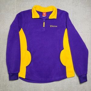 Vintage NFL Vikings Quarter Zip Fleece Pullover Women’s Large Purple & Yellow